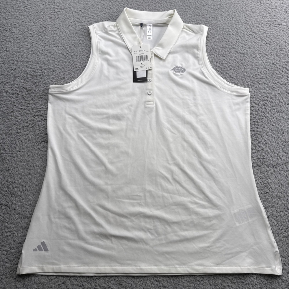 Adidas Golf Polo Shirt Womens XL Sleeveless White Pickleball Tennis Running
